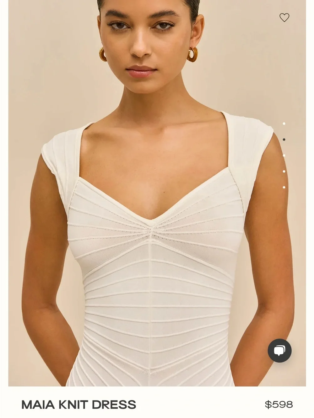 cult gaia Ivory Pleated Knit Midi Dress
